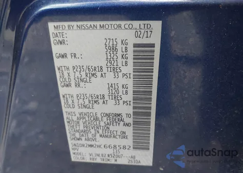 2017 Nissan Pathfinder S from USA, damaged, VIN 5N1DR2MM2HC668582